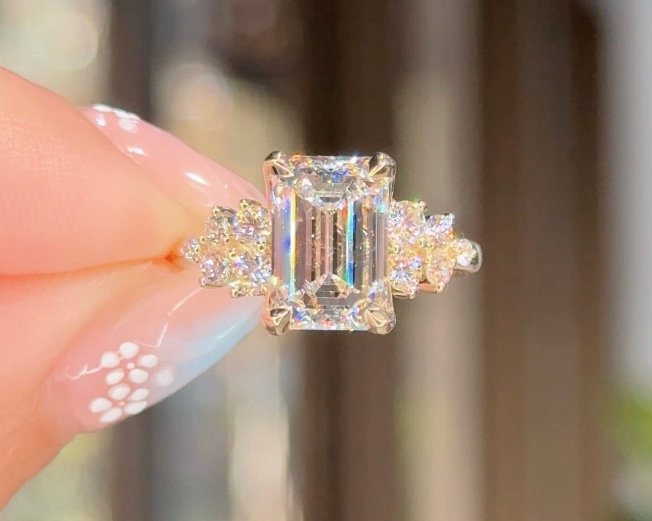 3.04ct D-VS1 Emerald Lab Diamond Supernova Engagement Rings Princess Bride Diamonds 