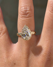3.04ct E-VVS2 Pear Lab Diamond Hand Engraved Georgia - PBD Engagement Rings