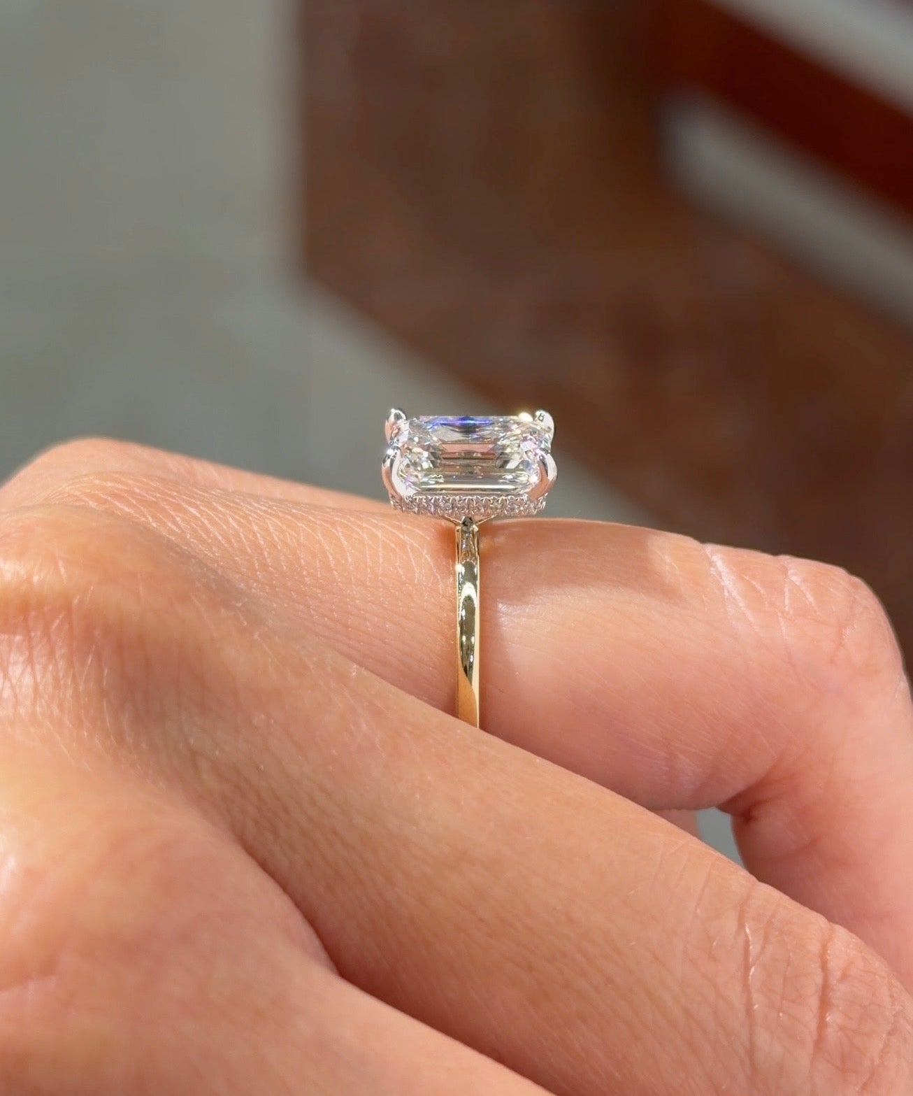 3.04ct F - VS1 Emerald Lab Diamond Stephanie - PBD Engagement Rings