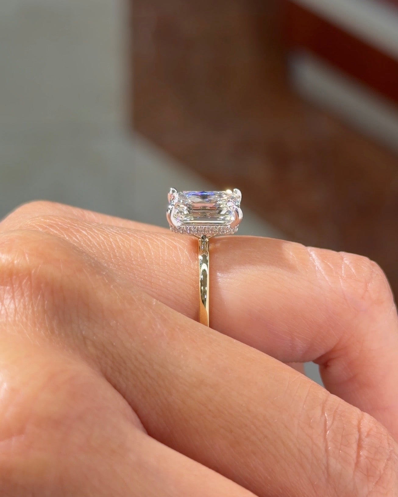 3.04ct F - VS1 Emerald Lab Diamond Stephanie - PBD Engagement Rings