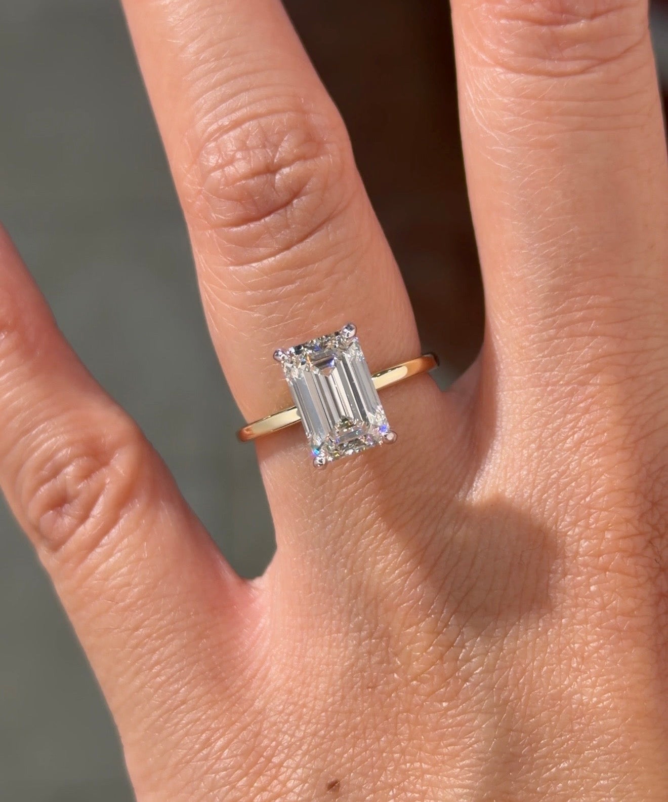 3.04ct F - VS1 Emerald Lab Diamond Stephanie - PBD Engagement Rings