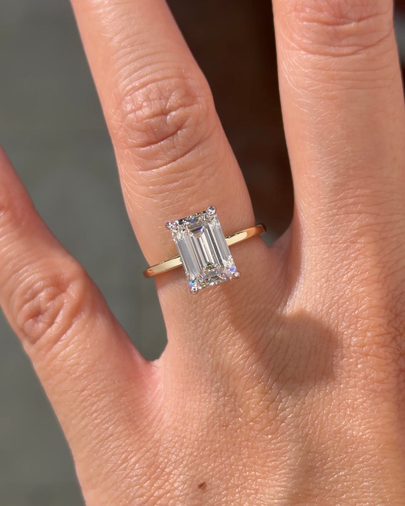 3.04ct F - VS1 Emerald Lab Diamond Stephanie - PBD Engagement Rings
