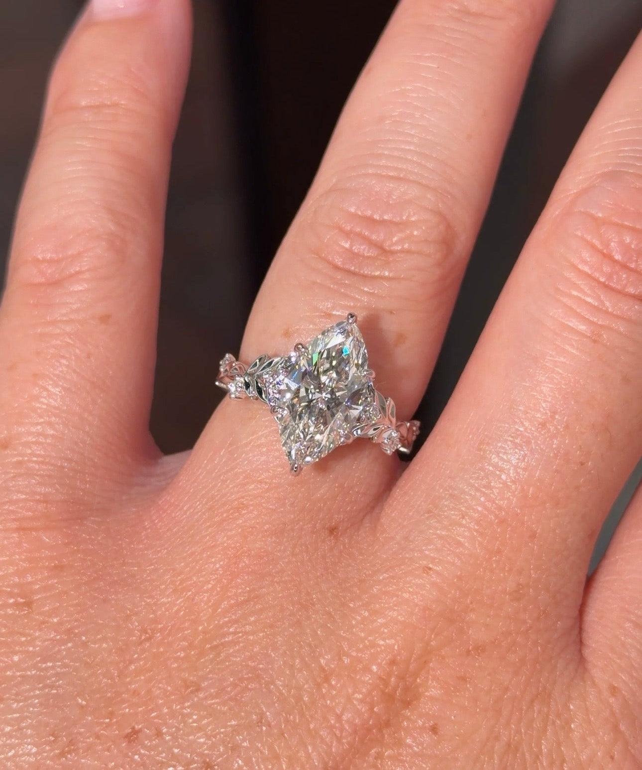 3.04ct F - VS1 Marquise Lab Diamond Arwen - PBD Engagement Rings