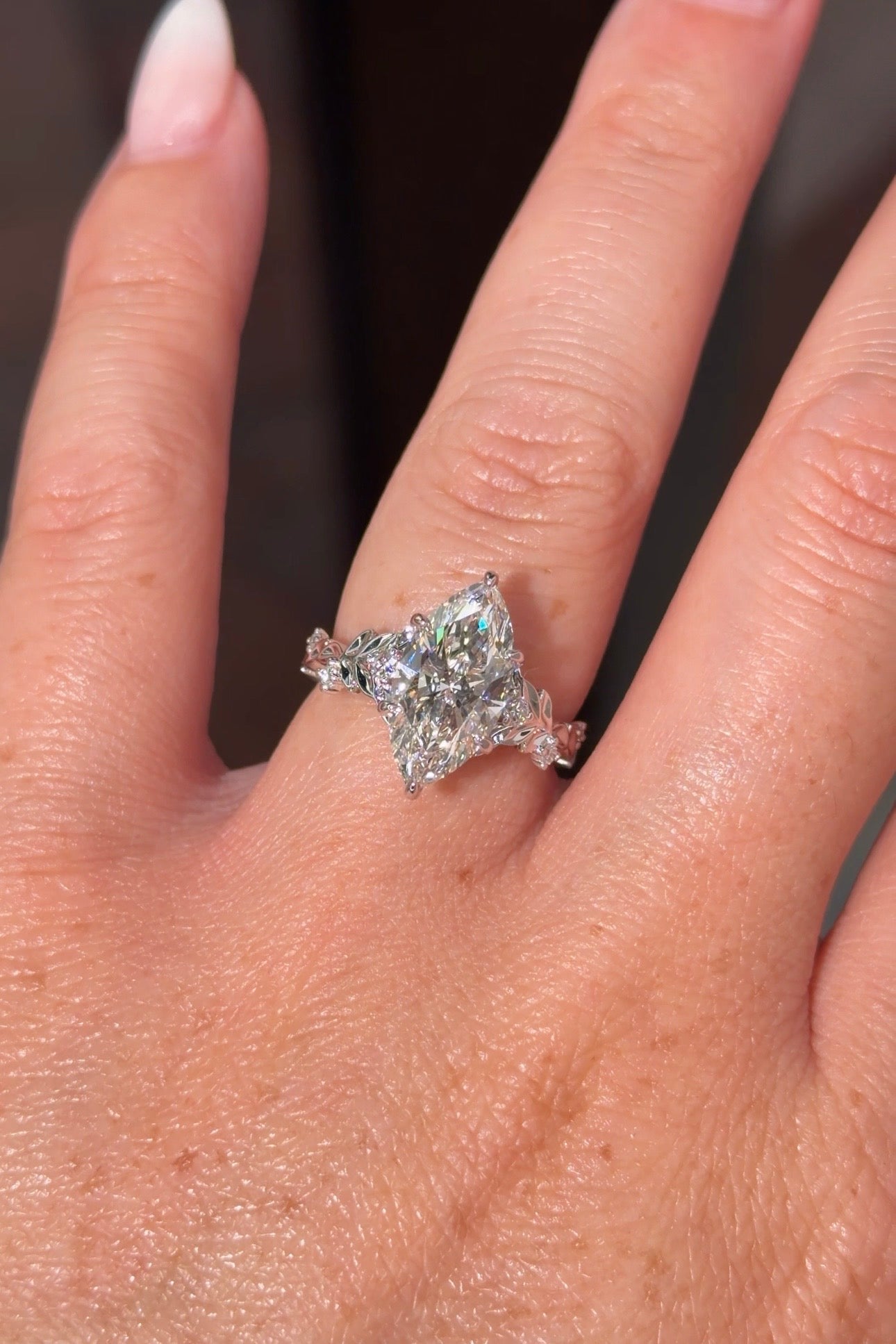3.04ct F - VS1 Marquise Lab Diamond Arwen - PBD Engagement Rings