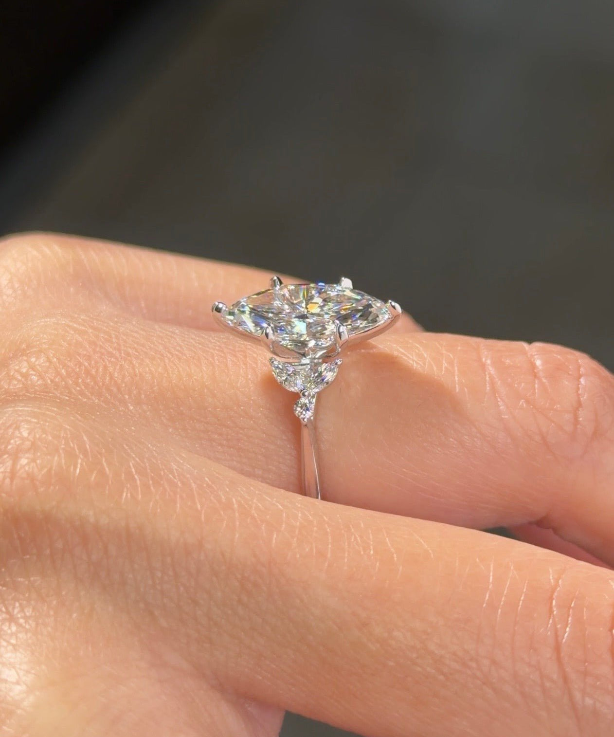 3.04ct F-VVS2 Marquise Lab Diamond Sarah - PBD Engagement Rings