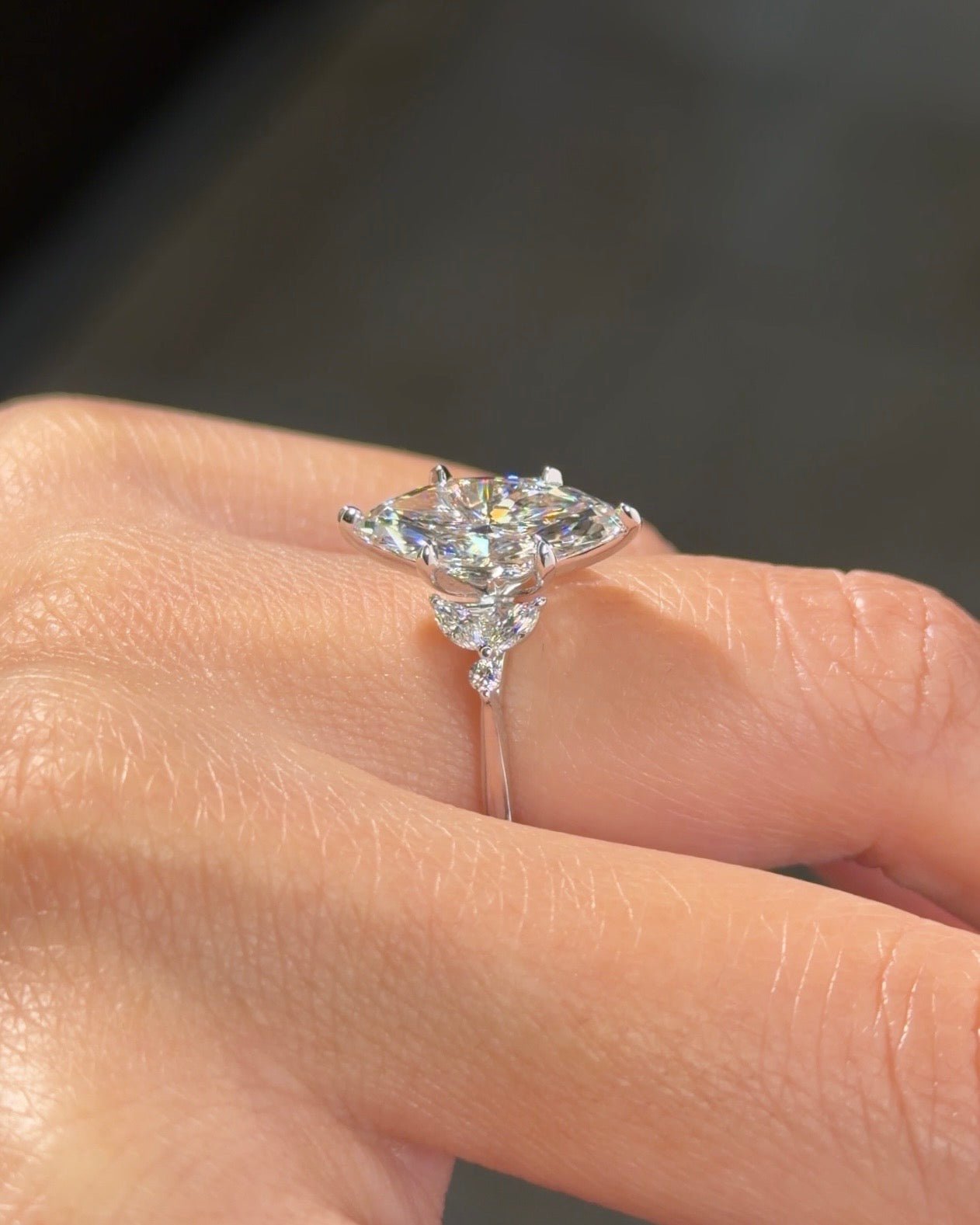 3.04ct F-VVS2 Marquise Lab Diamond Sarah - PBD Engagement Rings