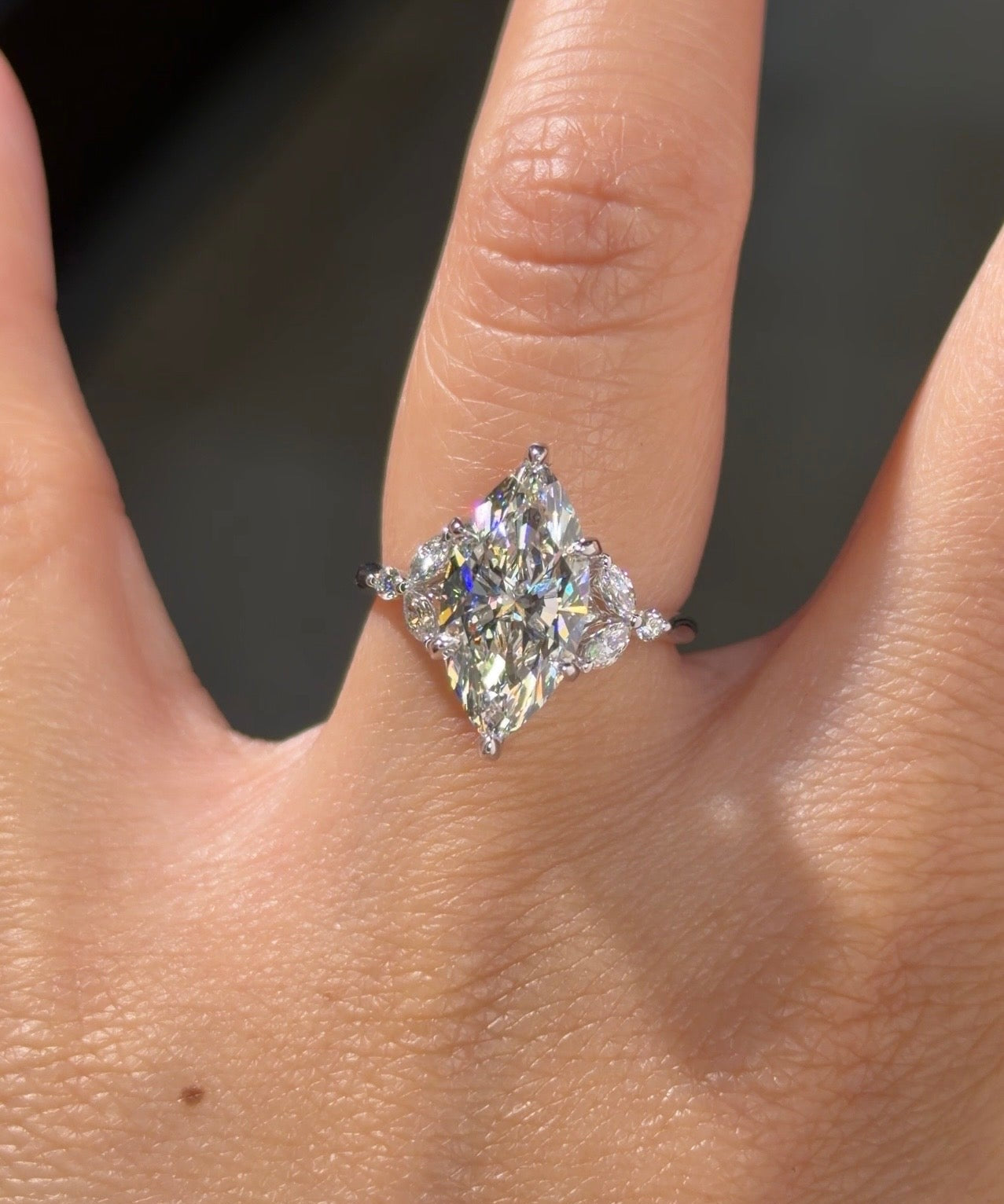 3.04ct F-VVS2 Marquise Lab Diamond Sarah - PBD Engagement Rings