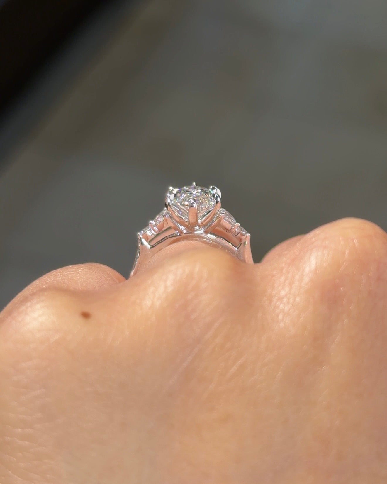 3.04ct F-VVS2 Marquise Lab Diamond Sarah - PBD Engagement Rings