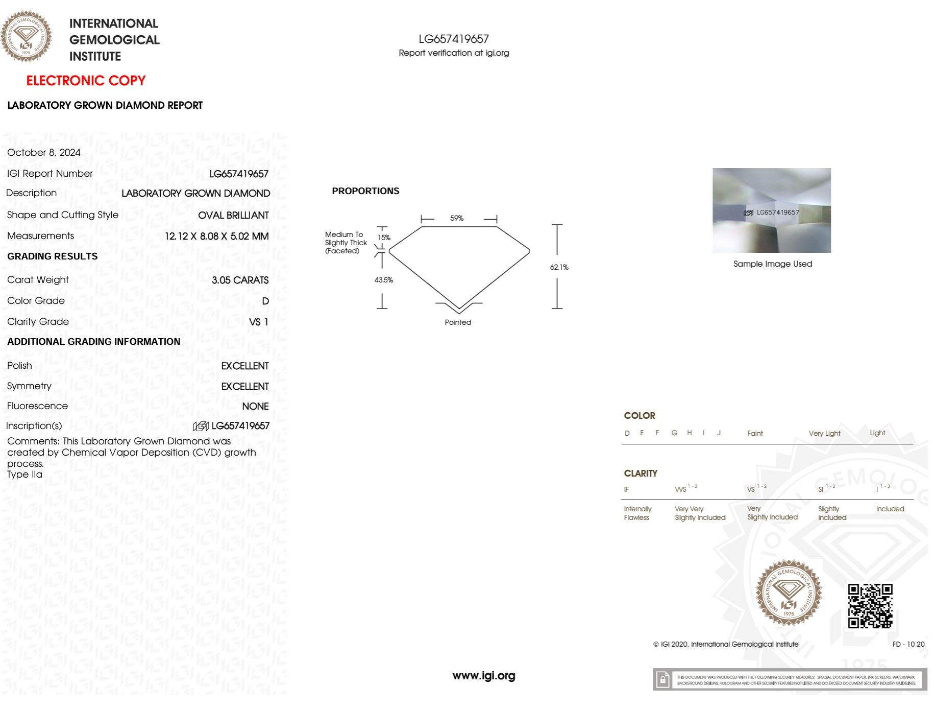 3.05 Carat D-VS1 Oval Lab Grown Diamond - IGI (#50859) Loose Diamond Princess Bride Diamonds 