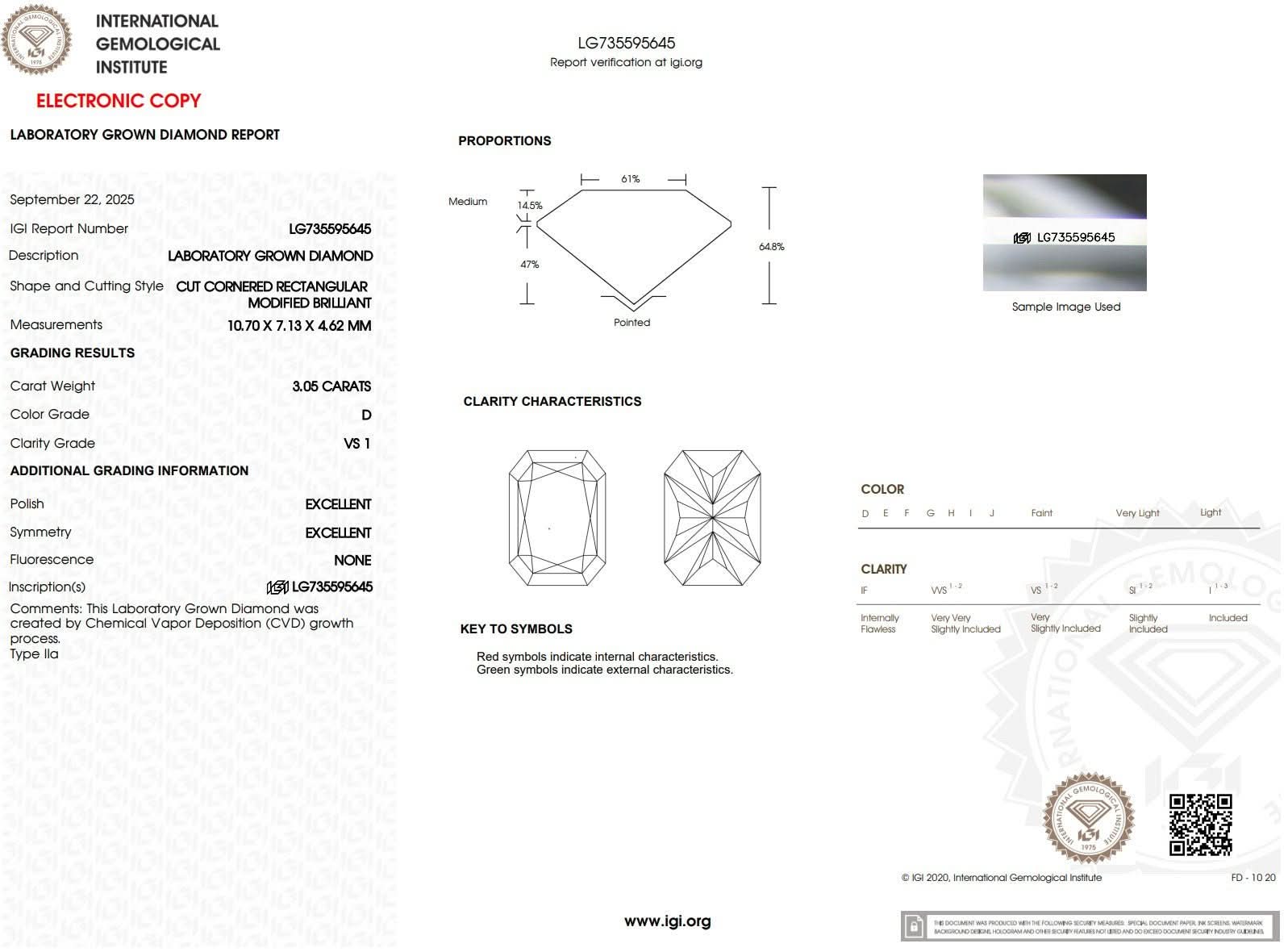 3.05ct D - VS1 Radiant Lab Diamond Rei - PBD Engagement Rings