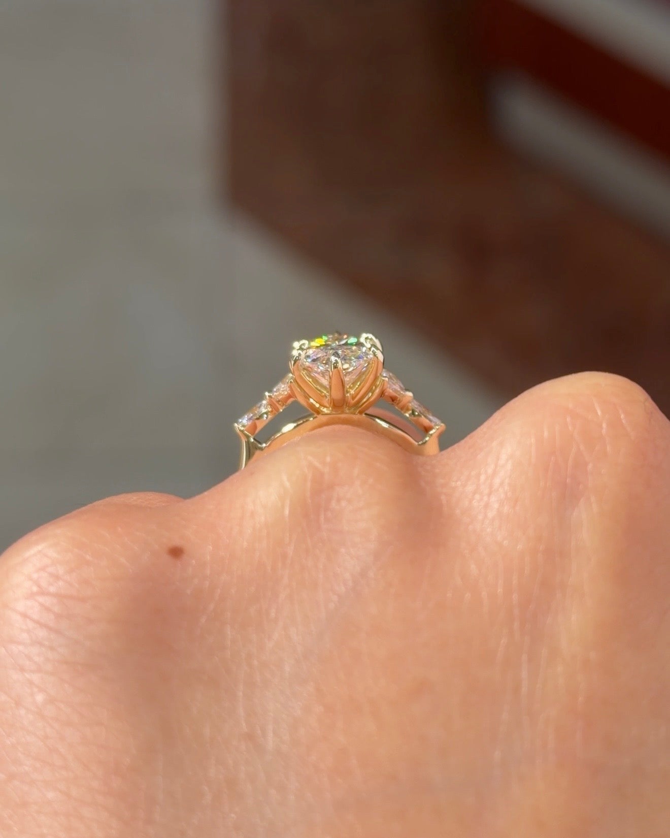3.05ct E - VS1 Marquise Lab Diamond Amber - PBD Engagement Rings