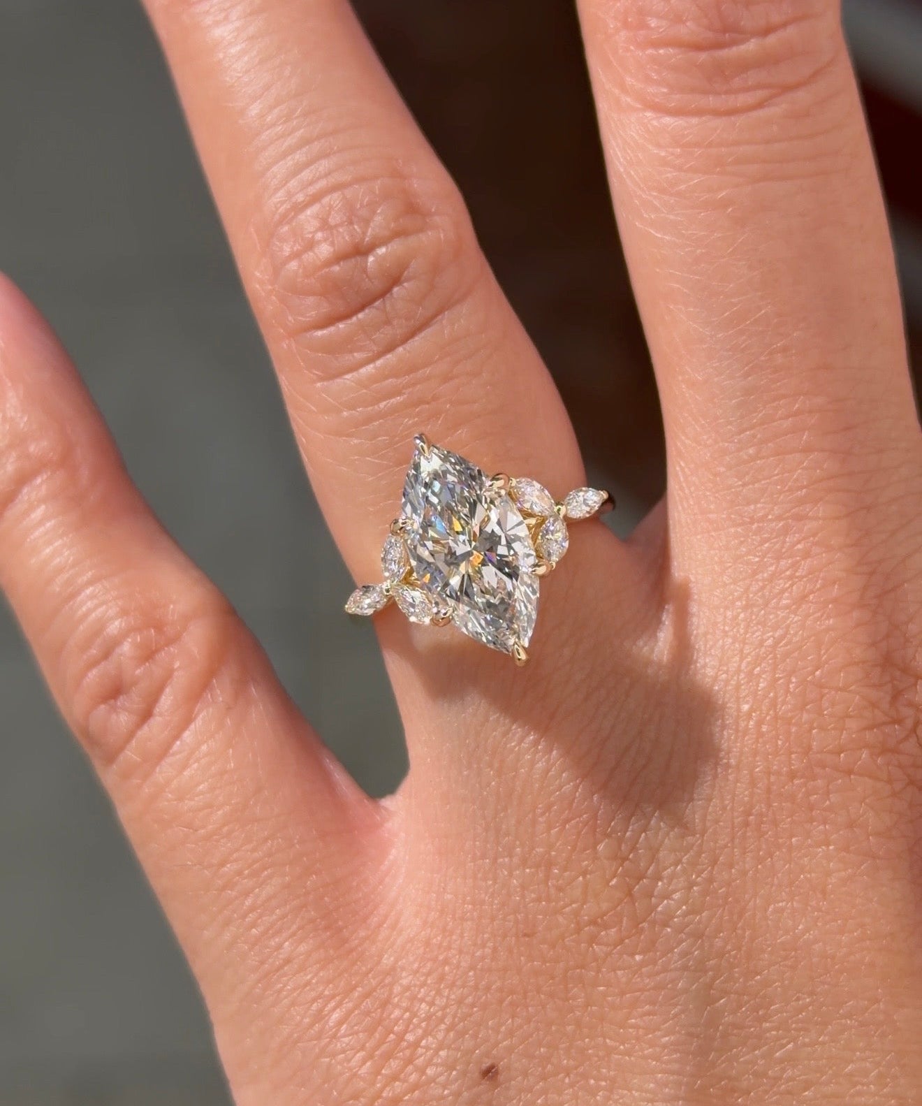 3.05ct E - VS1 Marquise Lab Diamond Amber - PBD Engagement Rings