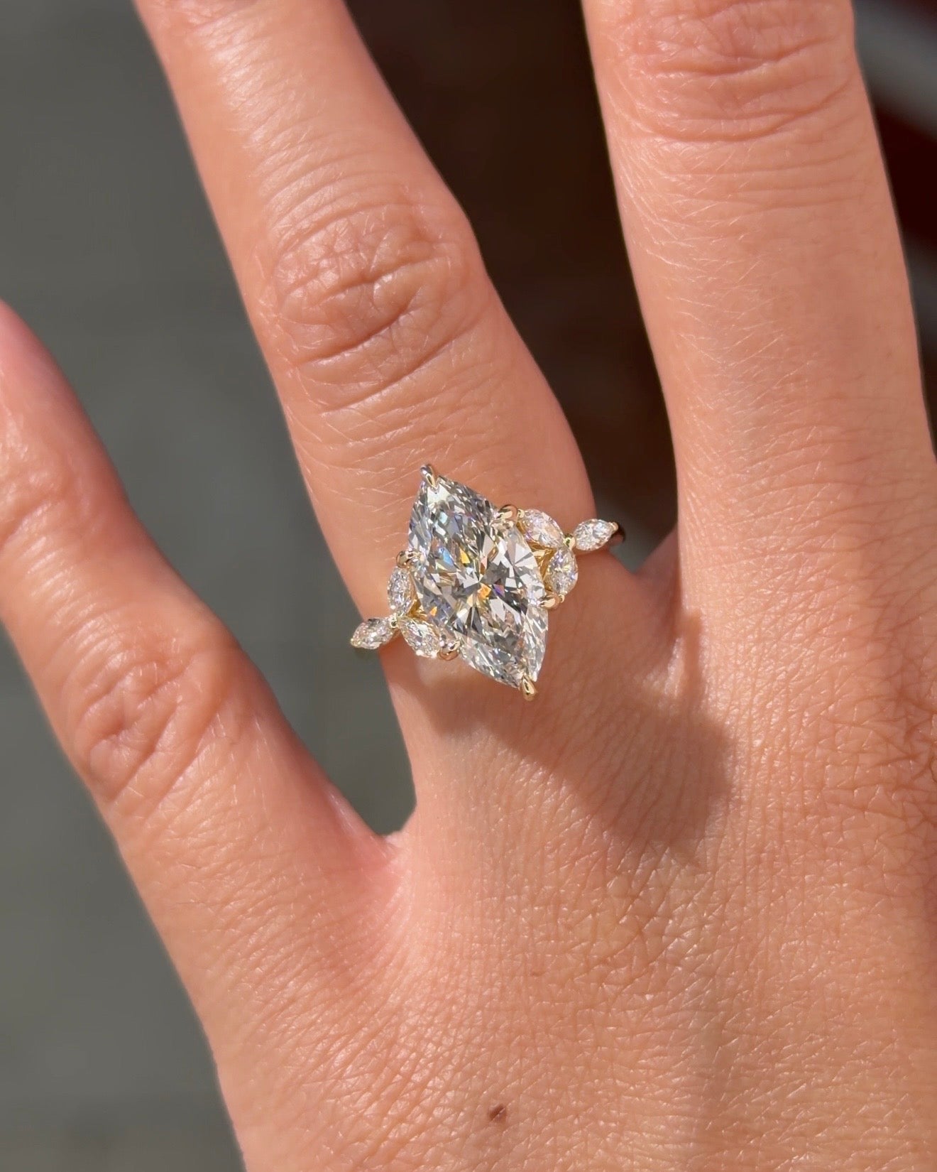 3.05ct E - VS1 Marquise Lab Diamond Amber - PBD Engagement Rings