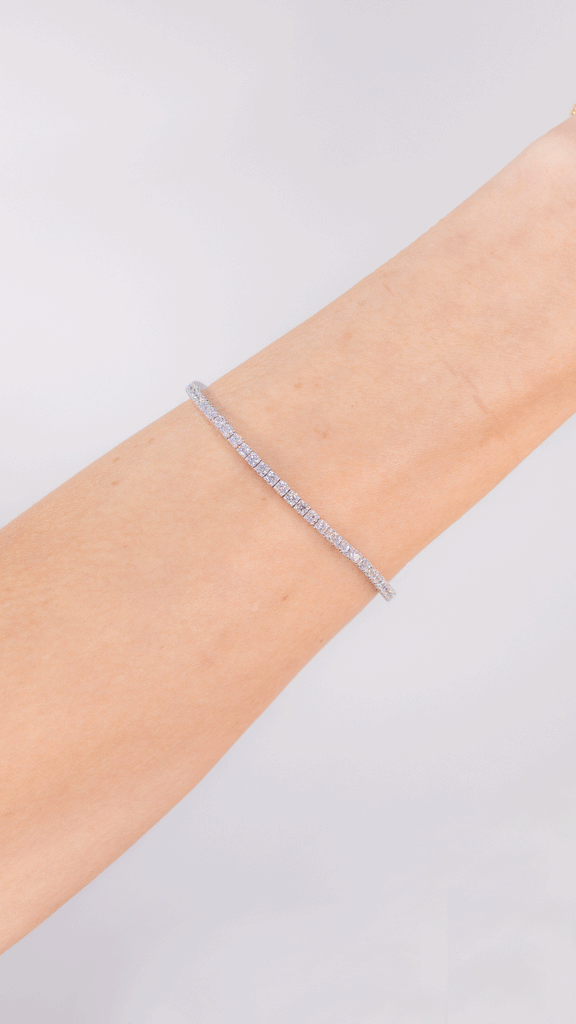 3.05ct F+ VS+ Lab Diamond Tennis Bracelet 14k White Gold Bracelets Princess Bride Diamonds 