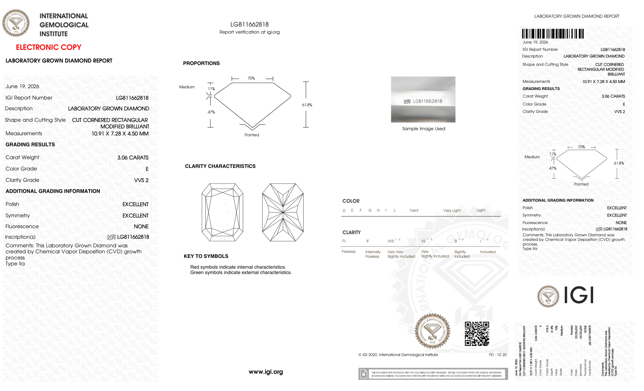 3.06 Carat E-VVS2 Radiant Lab Grown Diamond - IGI (126997) - PBD Loose Diamond