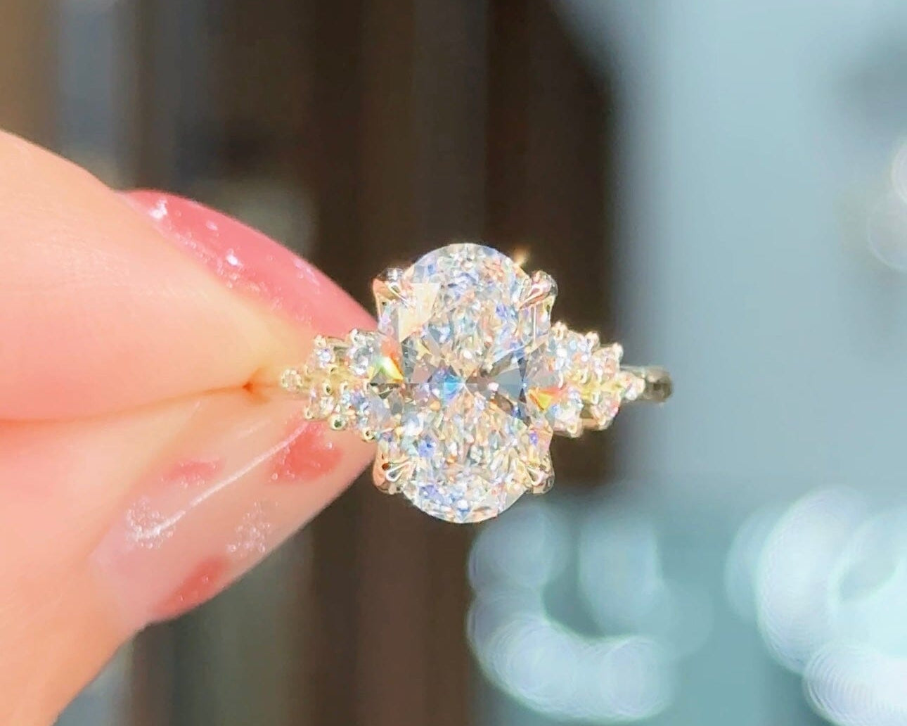 3.06ct D-VS1 Oval Lab Diamond Nova Engagement Rings Princess Bride Diamonds 