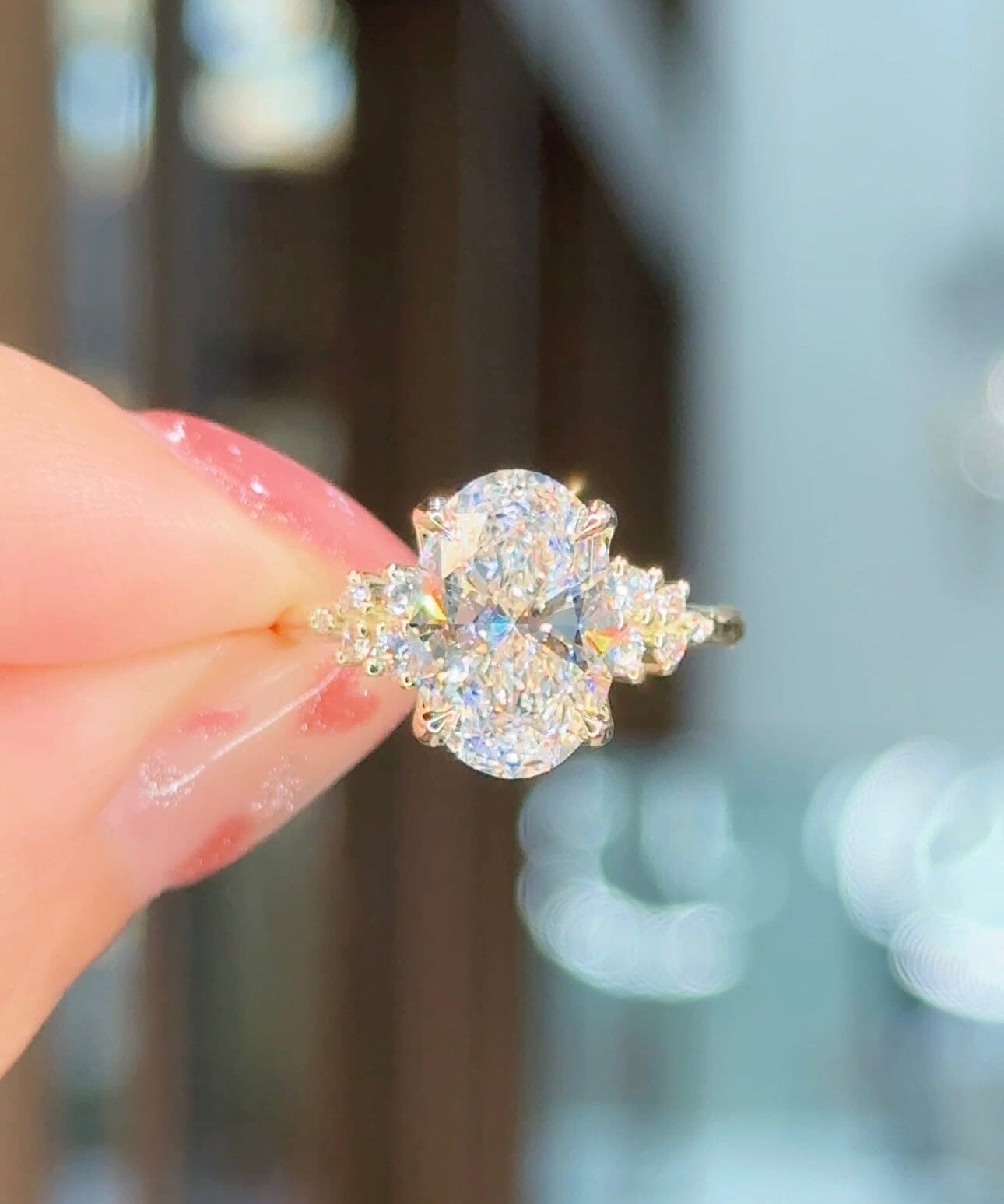 3.06ct D-VS1 Oval Lab Diamond Nova Engagement Rings Princess Bride Diamonds 