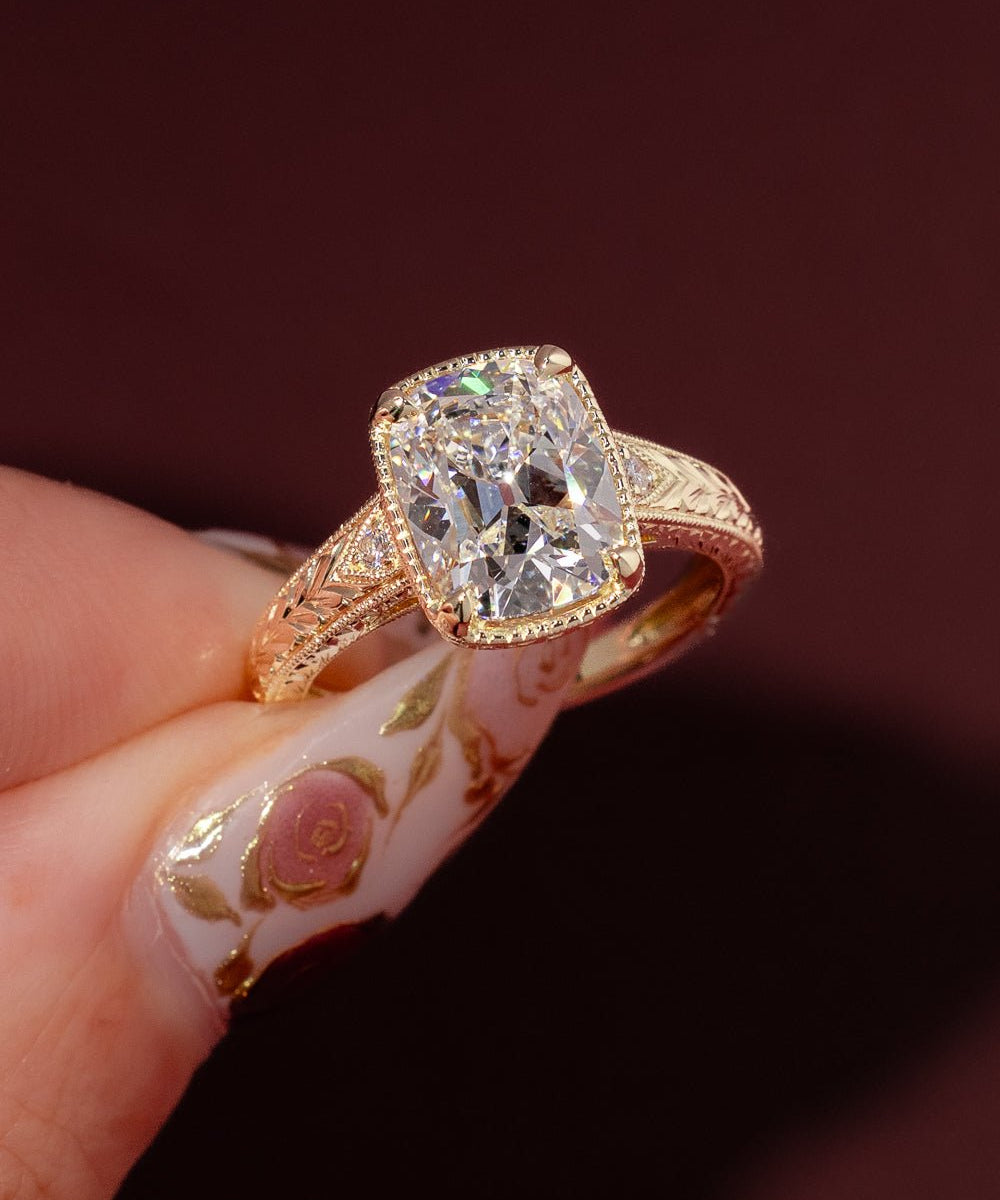 3.06ct D - VVS2 Old Mine Cushion Lab Diamond Evelyn - PBD Engagement Rings