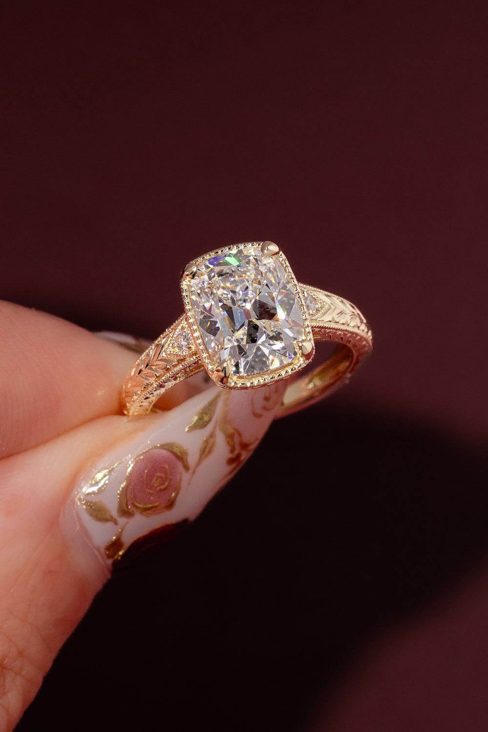 3.06ct D - VVS2 Old Mine Cushion Lab Diamond Evelyn - PBD Engagement Rings