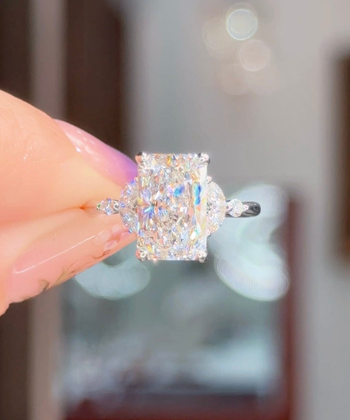 3.06ct E-VS1 Radiant Lab Diamond Sarah Engagement Rings Princess Bride Diamonds 
