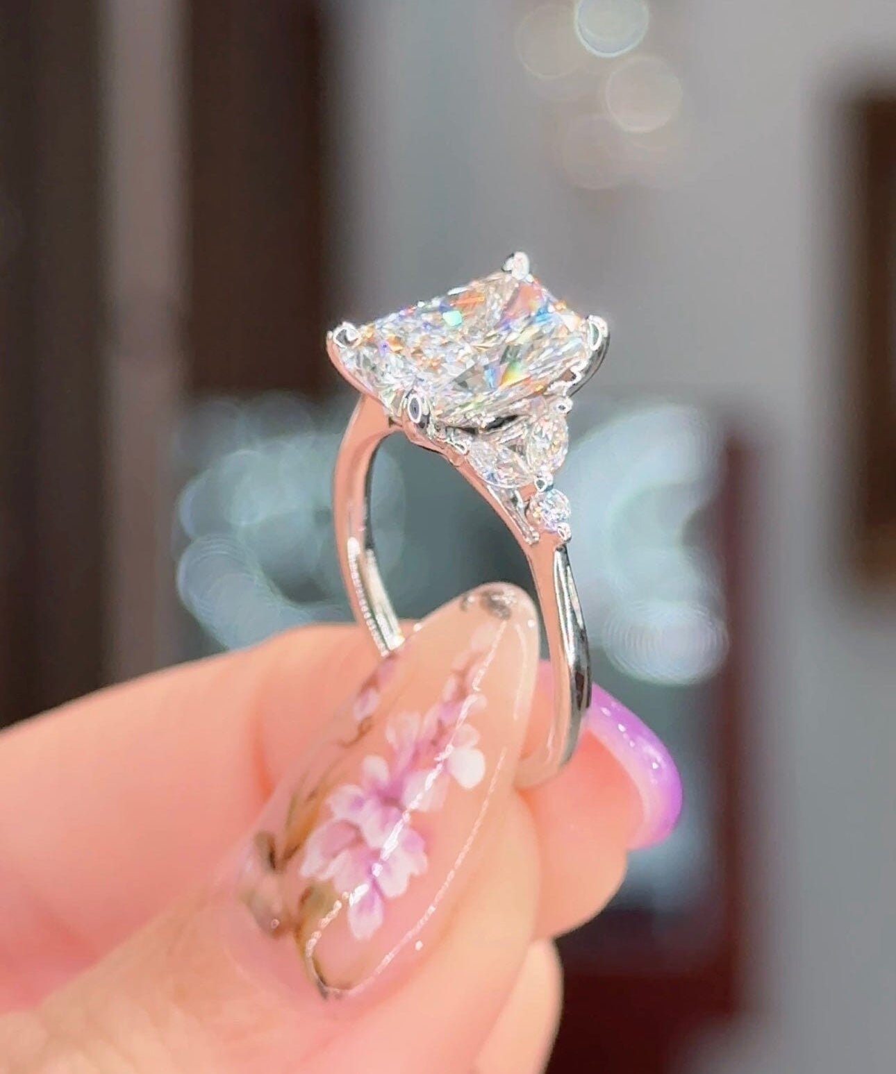 3.06ct E-VS1 Radiant Lab Diamond Sarah Engagement Rings Princess Bride Diamonds 