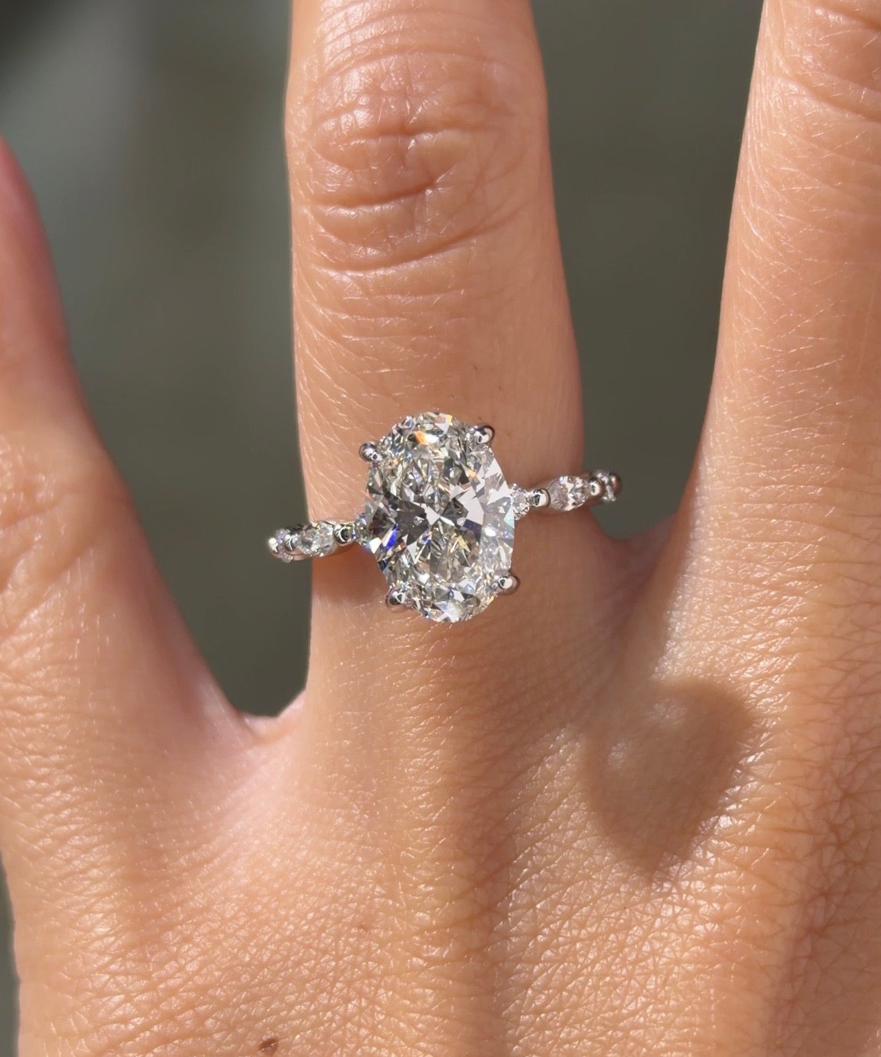 3.07ct F-VVS2 Oval Lab Diamond Rei - PBD Engagement Rings