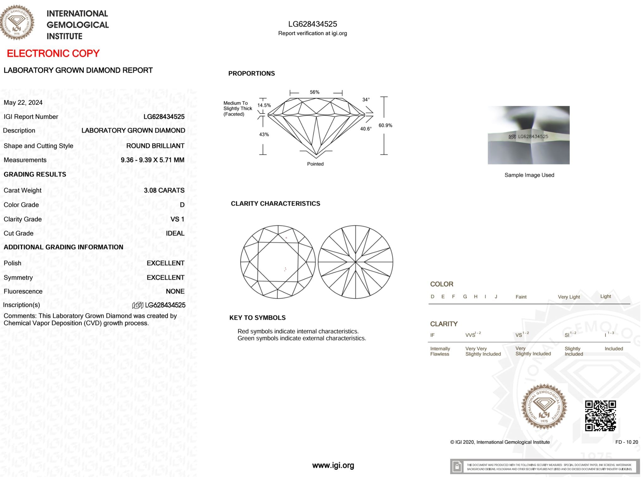 3.08 Carat D-VS1 Round Lab Grown Diamond - IGI (#50174) Loose Diamond Princess Bride Diamonds 