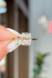 3.08ct E-VS1 Cushion Lab Diamond Double Claw Alice Engagement Rings Princess Bride Diamonds 