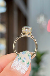 3.08ct E-VS1 Cushion Lab Diamond Double Claw Alice Engagement Rings Princess Bride Diamonds 