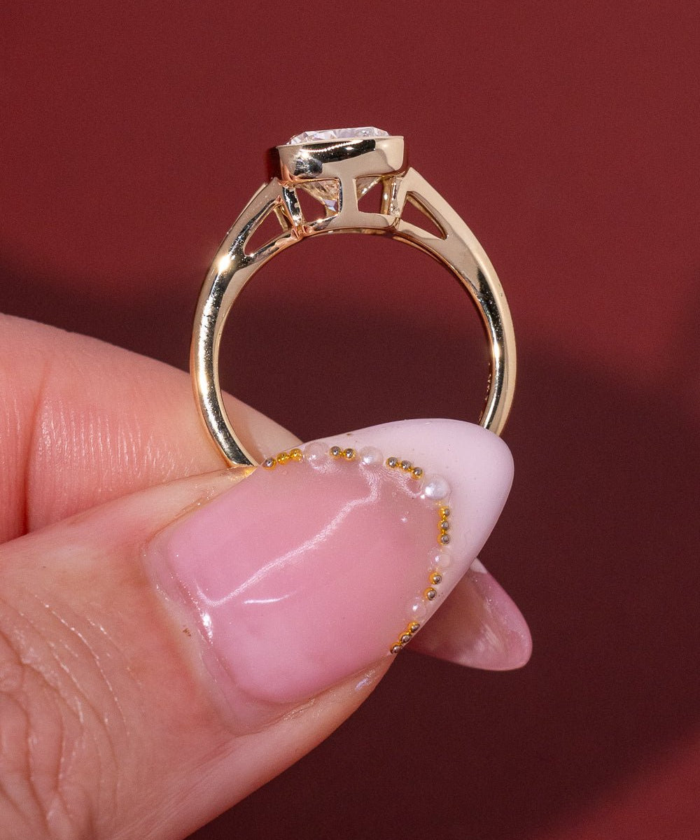 3.08ct F - VS1 Cushion Lab Diamond Bezel Ring - PBD Engagement Rings