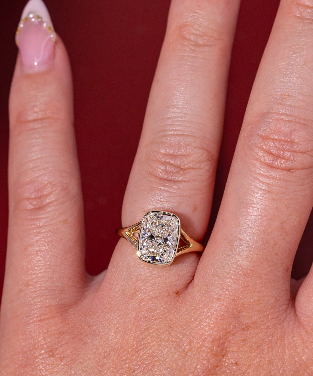 3.08ct F - VS1 Cushion Lab Diamond Bezel Ring - PBD Engagement Rings