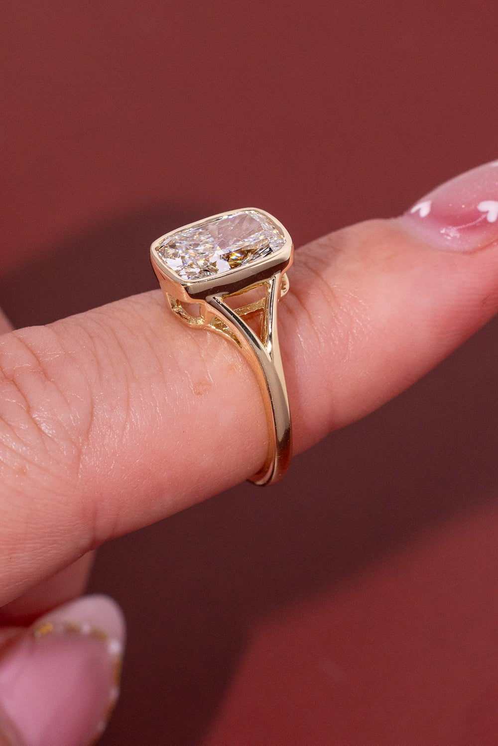 3.08ct F - VS1 Cushion Lab Diamond Bezel Ring - PBD Engagement Rings