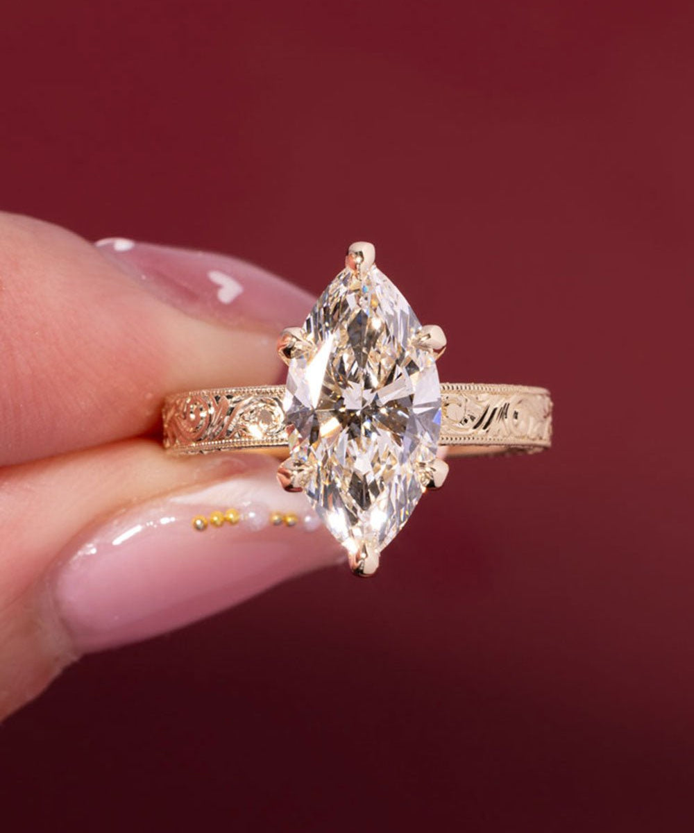 3.08ct F - VVS2 Marquise Lab Diamond Kai - PBD Engagement Rings