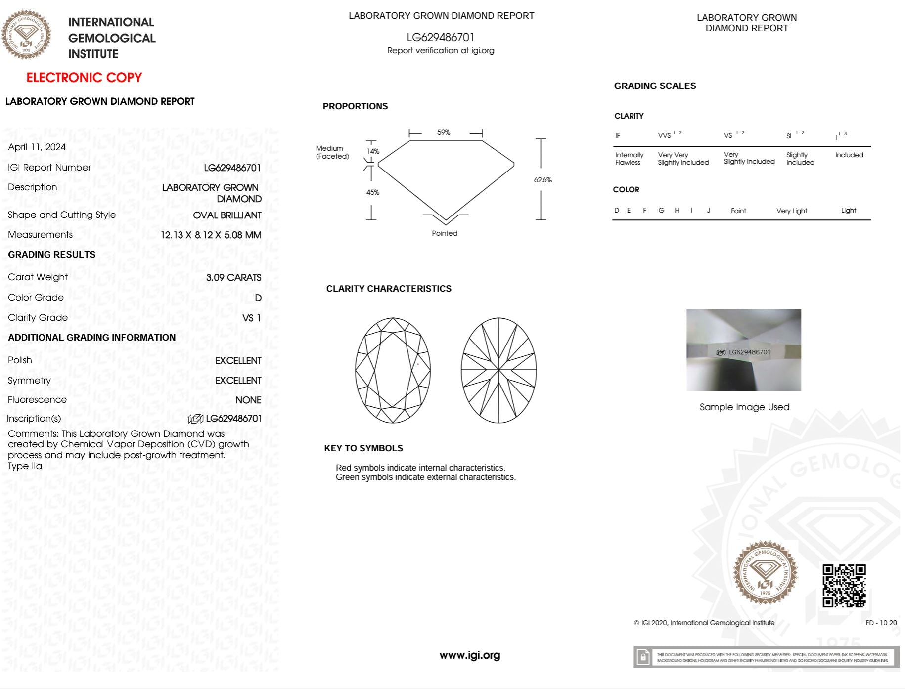 3.09 Carat D-VS1 Oval Lab Grown Diamond - IGI (#50710) Loose Diamond Princess Bride Diamonds 