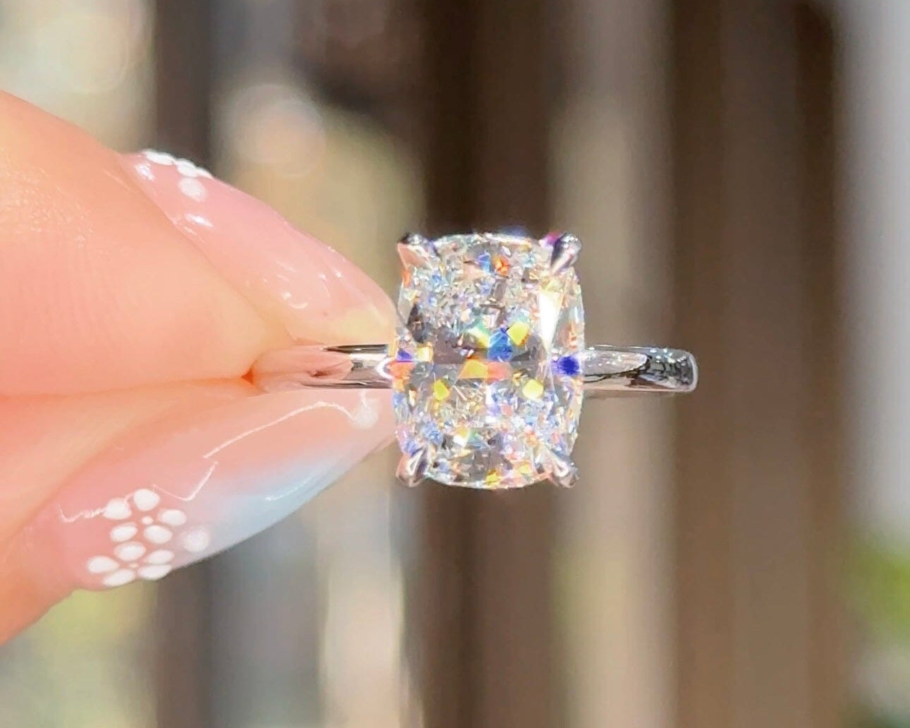 3.09ct D-VS1 Cushion Lab Diamond Kayla Engagement Rings Princess Bride Diamonds 
