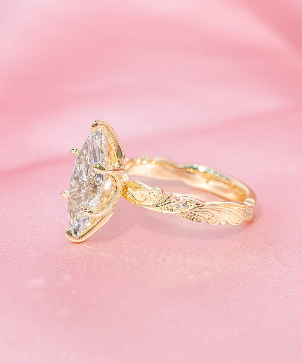 3.09ct F - VVS2 Marquise Lab Diamond Josephine - PBD Engagement Rings