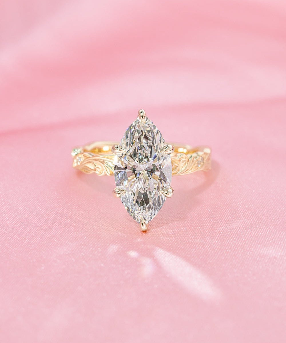 3.09ct F - VVS2 Marquise Lab Diamond Josephine - PBD Engagement Rings