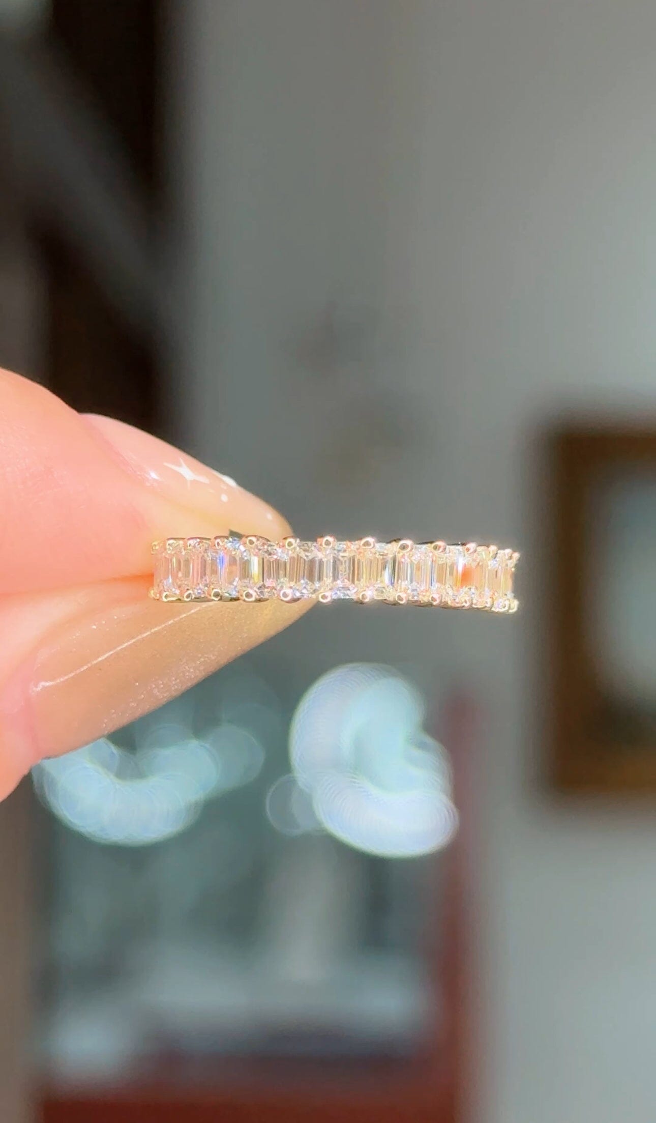 3.0mm Mini Emerald Lab Diamond Ring 50% Eternity Rings Princess Bride Diamonds 