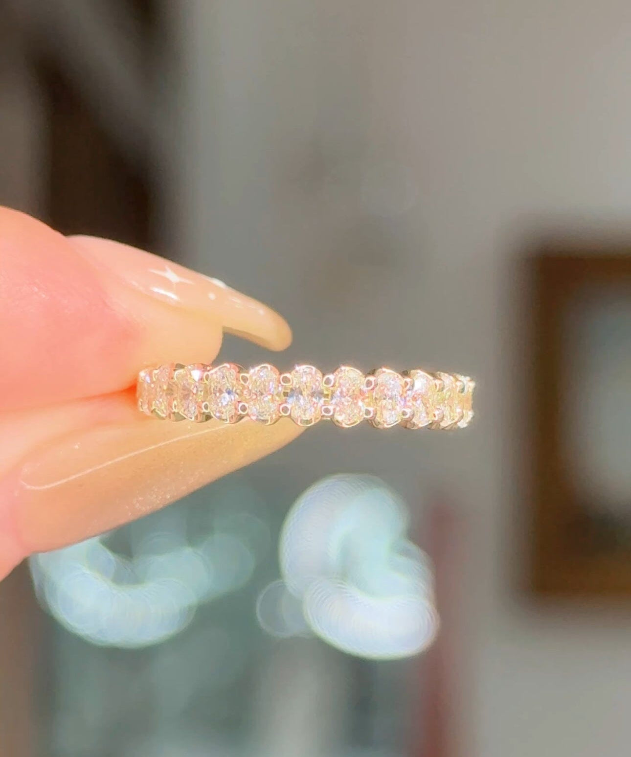 3.0mm Mini Oval Lab Diamond Ring 75% Eternity Rings Princess Bride Diamonds 