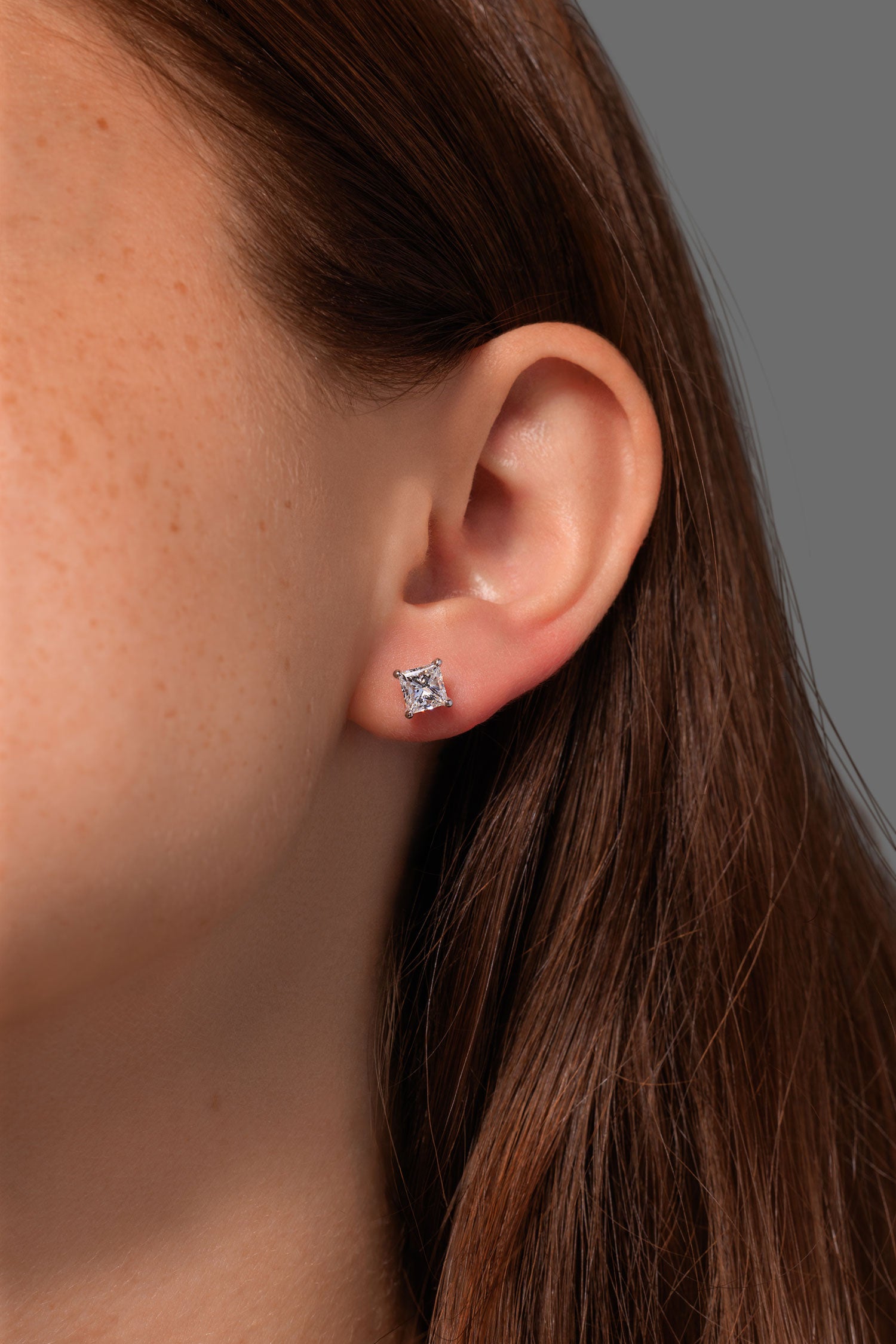 1.40ct D-SI1 Core Natural Princess Cut Diamond Studs