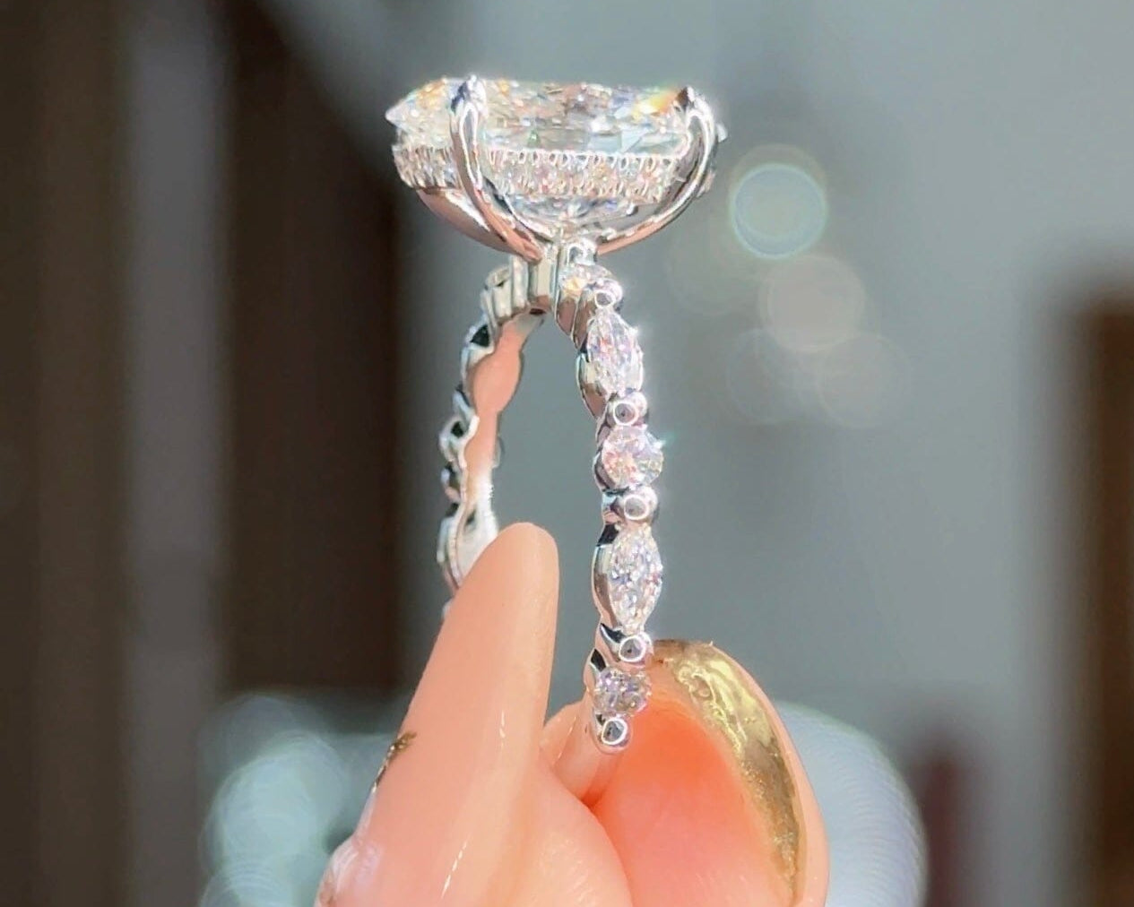3.13ct D-VS1 Oval Lab Diamond Rei Engagement Rings Princess Bride Diamonds 