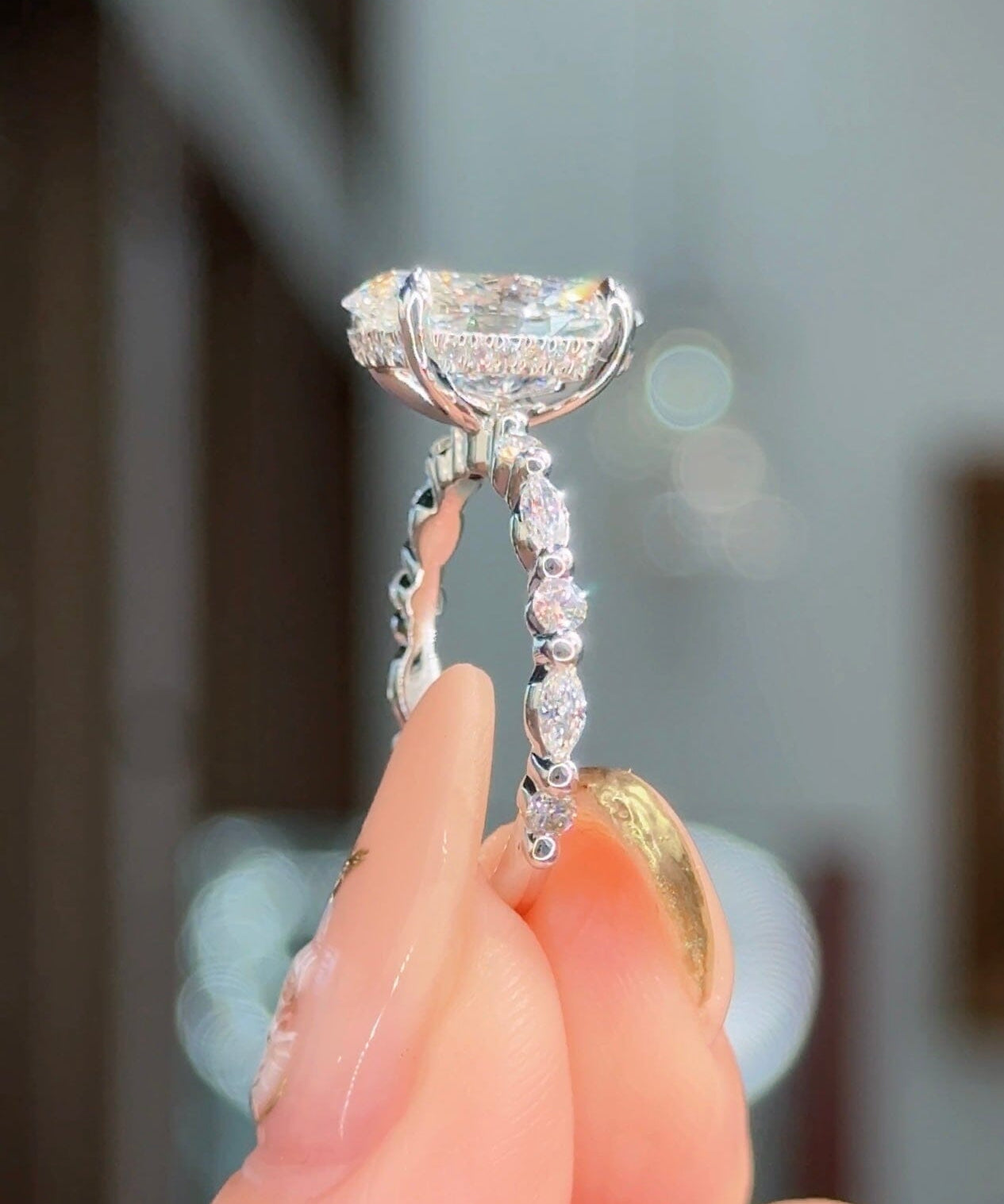 3.13ct D-VS1 Oval Lab Diamond Rei Engagement Rings Princess Bride Diamonds 