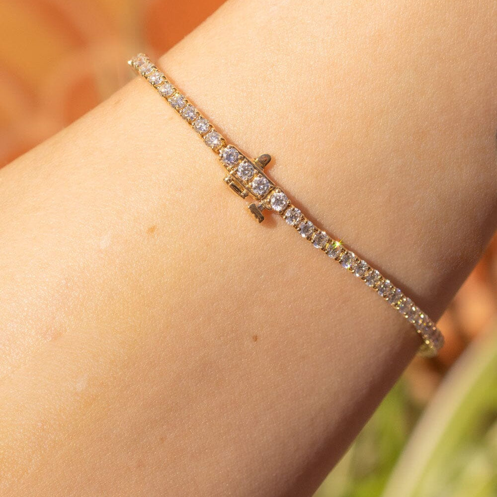 3.13ct F+ VS+ Lab Diamond Tennis Bracelet 14k Yellow Gold Bracelets Princess Bride Diamonds 