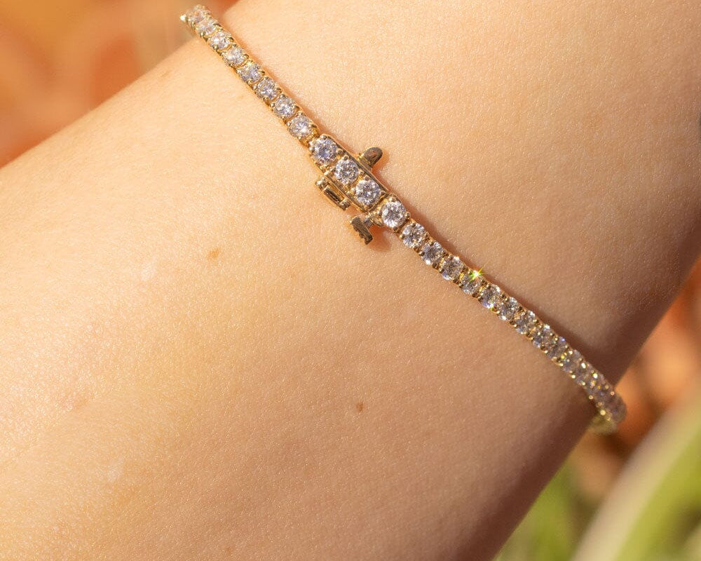 3.13ct F+ VS+ Lab Diamond Tennis Bracelet 14k Yellow Gold Bracelets Princess Bride Diamonds 
