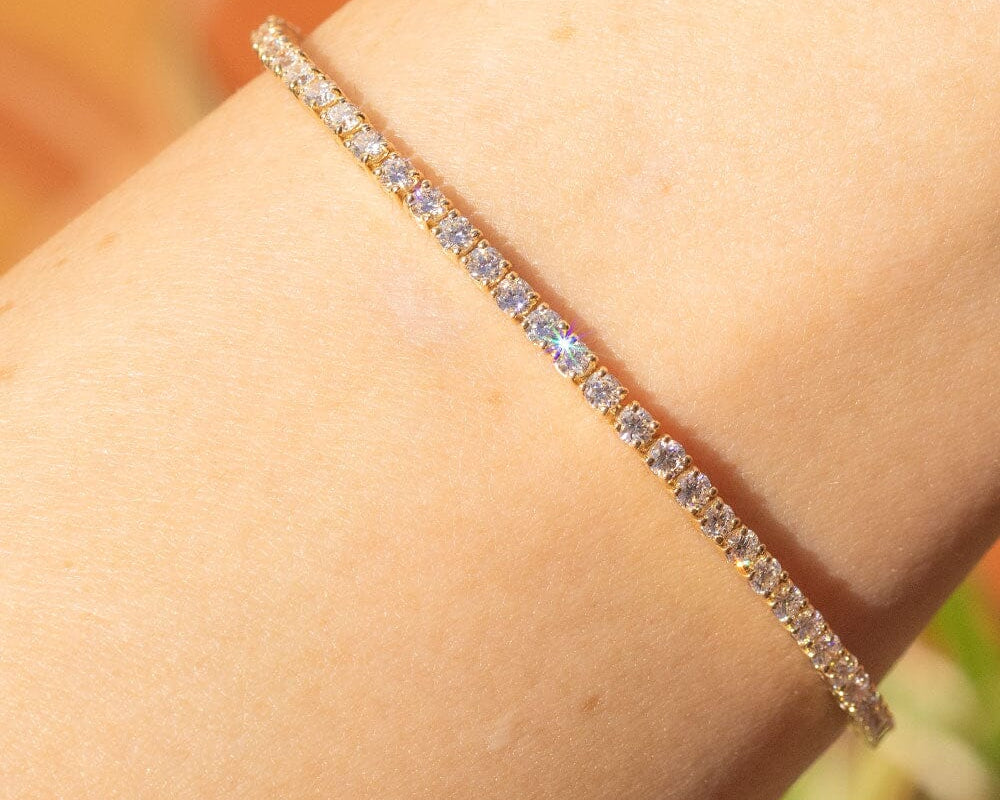 3.13ct F+ VS+ Lab Diamond Tennis Bracelet 14k Yellow Gold Bracelets Princess Bride Diamonds 