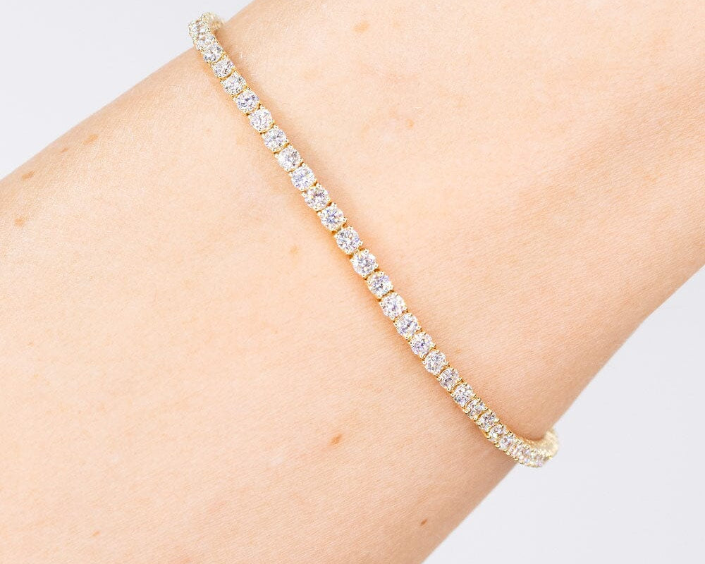 3.13ct F+ VS+ Lab Diamond Tennis Bracelet 14k Yellow Gold Bracelets Princess Bride Diamonds 