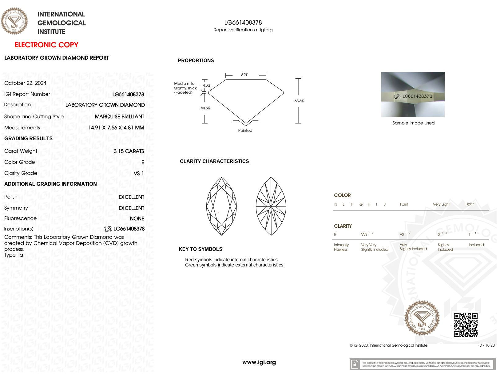 3.15 Carat E-VS1 Marquise Lab Grown Diamond - IGI (#51154) Loose Diamond Princess Bride Diamonds 