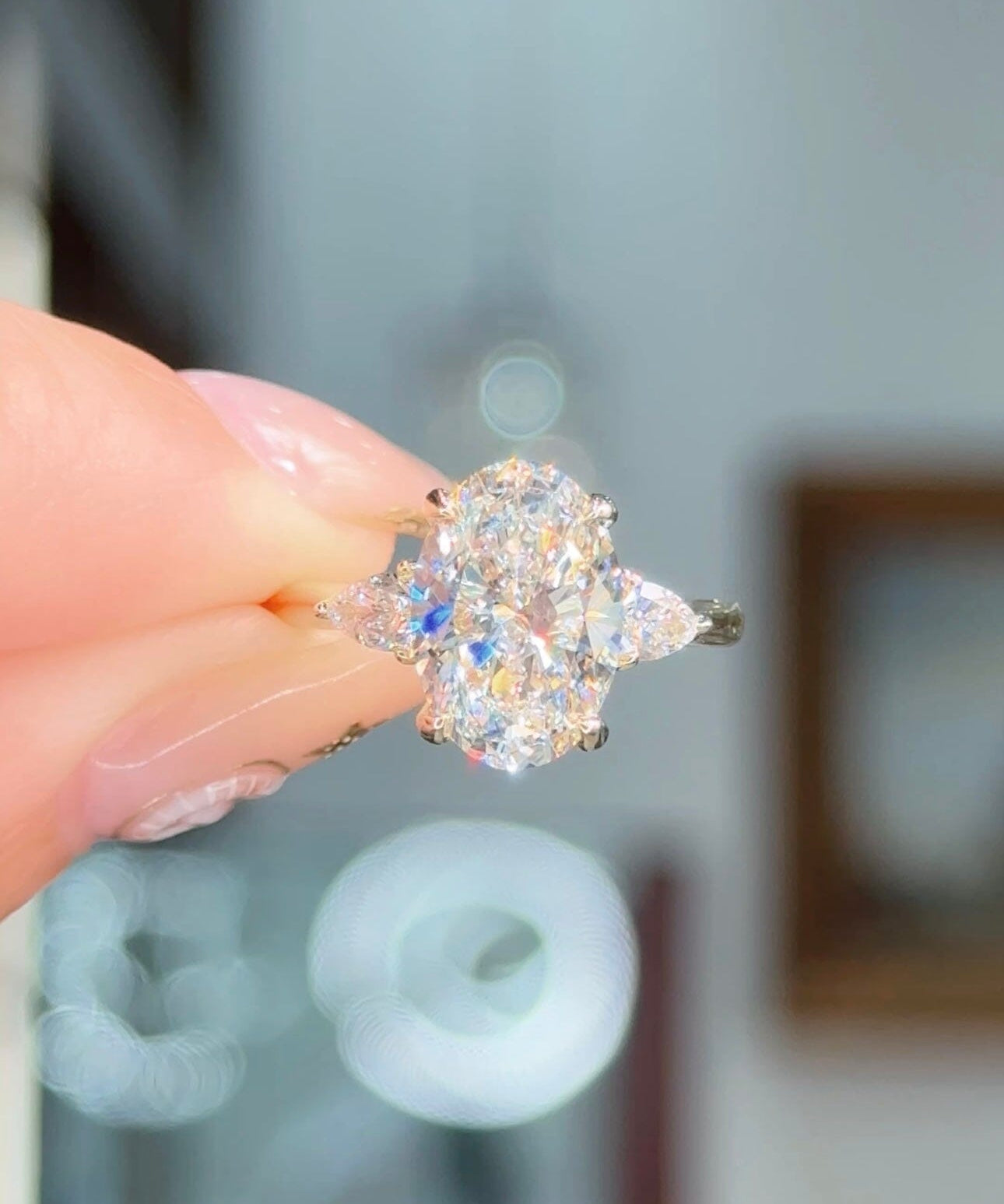 3.17ct D-VS1 Oval Lab Diamond Gracie Engagement Rings Princess Bride Diamonds 