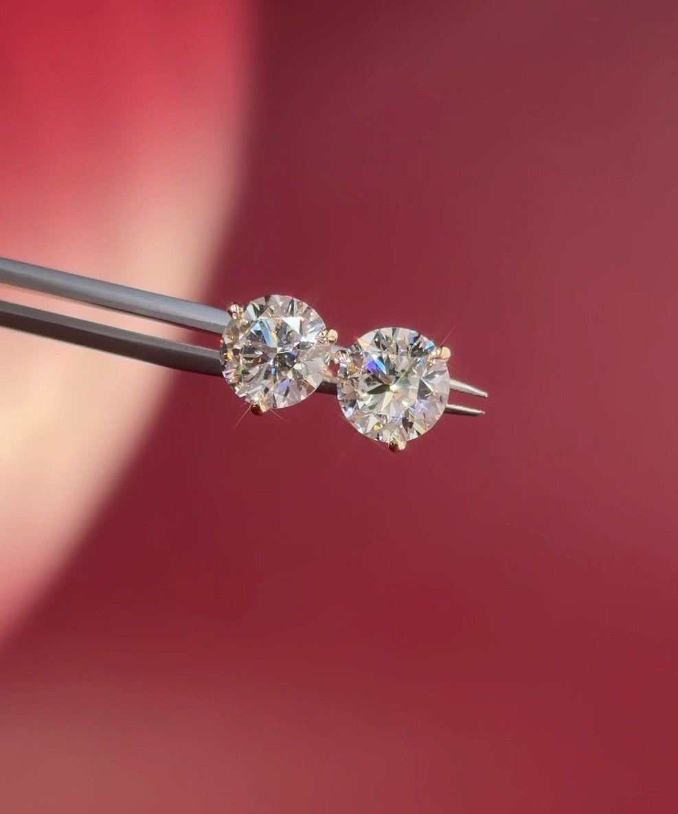 3.18ct D - VS1 Core Round Lab Diamond Martini Studs - PBD Earrings