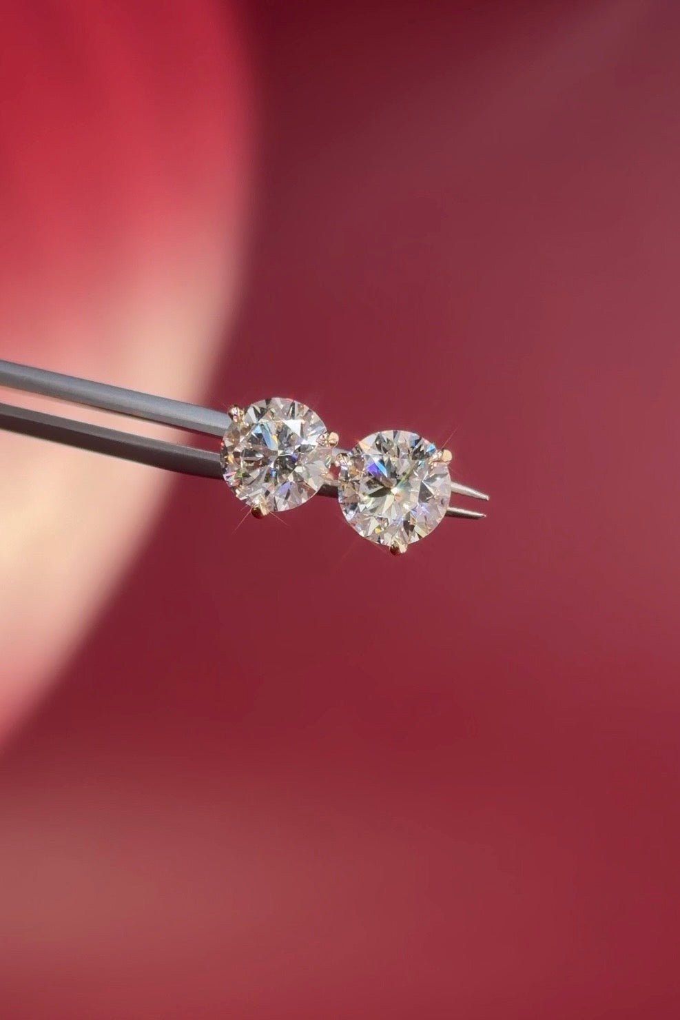 3.18ct D - VS1 Core Round Lab Diamond Martini Studs - PBD Earrings